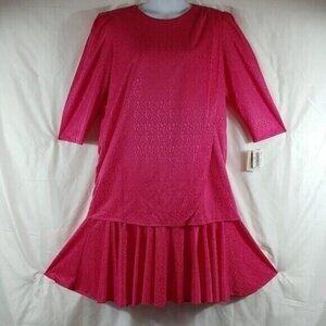 Vintage Lauren Michaels Women's Silky Pink 3/4 Sleeve Short Dress Plus Size 18W